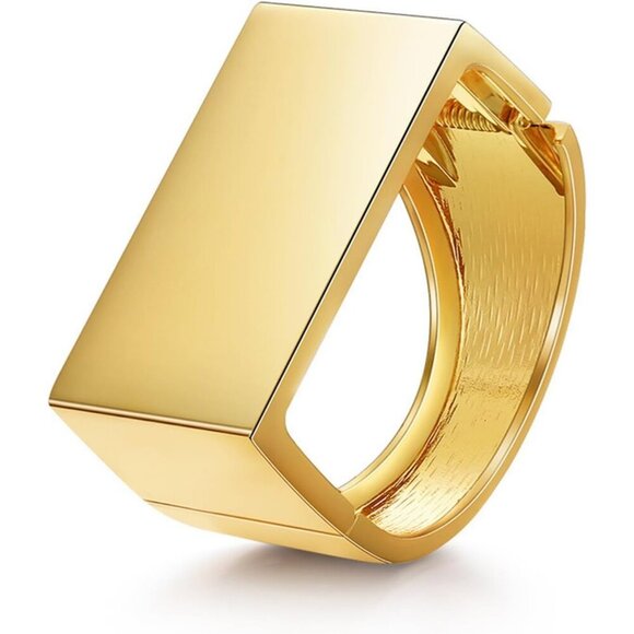 Jewelry - Women's Wide Cuff Chunky Gold Bracelets Open Cuff Bangles Bling Rhinestone